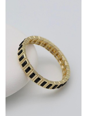 Çelik Lastik Bileklik Siyah 14K