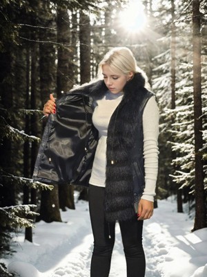 Beta Moda Hub Kolsuz Fermuarlı Yelek - Lacivert