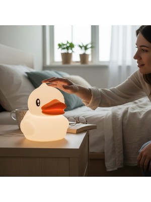 Hediyesahibi Dokunmatik Ördek Gece Lambası – Şarjlı LED Masa Lambası