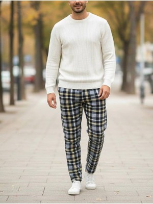Havva Home Erkek Kadın (Unisex) Kare Ekose Desenli Polar Pantolon Ev Içi Ev Dışı Kullanım Hediye Için Uygun (Tek Alt)