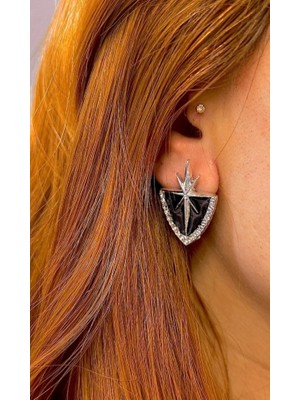 Gümüş Renkli Marka Model Taşlı Küpe