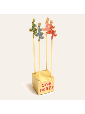 Zsa Zsa Zsu Tanda Çelik Kokteyl Çubukları 4X4X17 cm Altın - Renkli