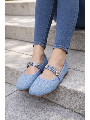 ModaFrato CAPRI Tiftikli Turalı Babet Günlük Kadın Ayakkabı Mary Jane Ev Babeti