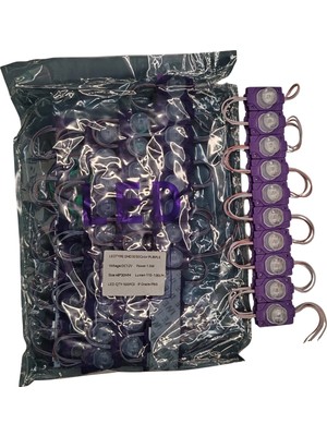 Powerr Led Aydınlatma 100 Adet 12 Volt 1.5 Watt Tek Lensli Mor 3030 LED Modül IP65 1 Paket