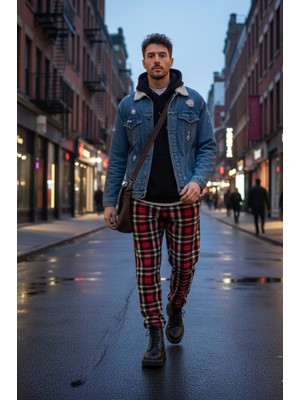 Havva Home Erkek Kadın (Unisex) Kare Ekose Desenli Polar Pantolon Ev Içi Ev Dışı Kullanım Hediye Için Uygun (Tek Alt)