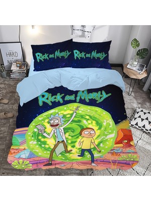 Sarel Rick And Morty Baskılı 3D Çift Kişilik Nevresim Takımı