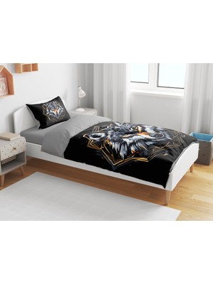 Sarel Kurt Wolf Baskılı 3D Tek Kişilik Nevresim