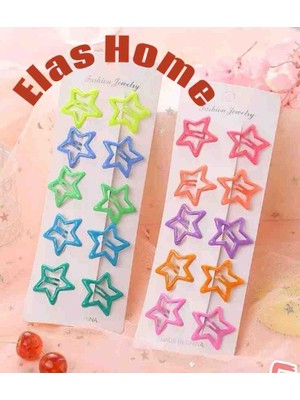 Elas Home Yıldız Toka Metalik Simli  Model 10' Lu