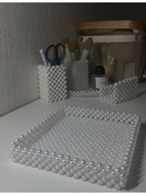 Ravinity Beyaz Dikdörtgen Çok Amaçlı Süs Biblo Inci Organizer