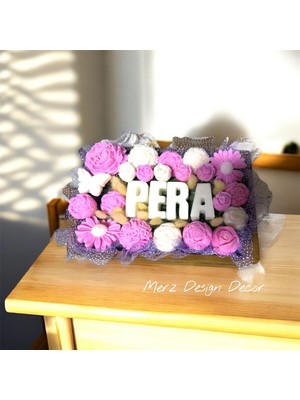 Merz Design Decor Kişiye Özel Tasarım Ahşap Sandıkta %100 Doğal  Hakiki Soya Wax Mum Buketi (Isim Için Bize Yazınız)