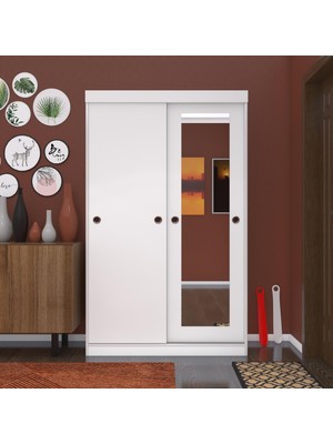 Kenzlife Ayakkabılık Vakkas Aynalı Mat Beyaz 180*110*40 Suntalam 40 Çift Ayakkabı Kapasitesi