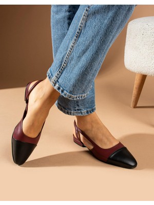 Emienza Papavero 1.sınıf Vegan Deri Oval Rugan Deri Burun Bayan Babet