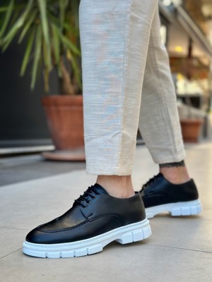 Baybonza BA0237 Bağcıklı Rugan Klasik Yüksek Taban Cilt Siyah Casual Erkek Ayakkabı