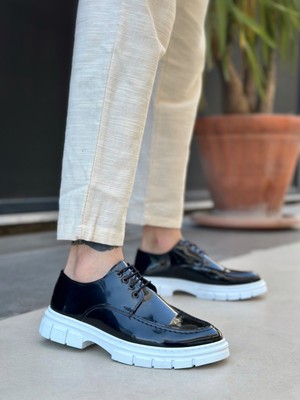 Baybonza BA0237 Bağcıklı Rugan Klasik Yüksek Taban Siyah Casual Erkek Ayakkabı