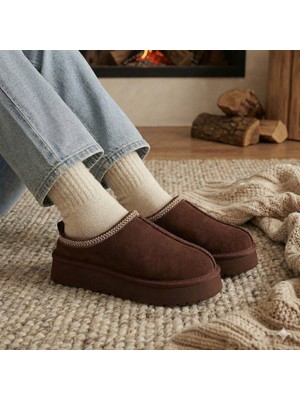 Gür Moda Içi Kürklü Ortopedik Hafif Kaymaz Taban Sıcak Tutan Terlik- Ayakkabı Süet