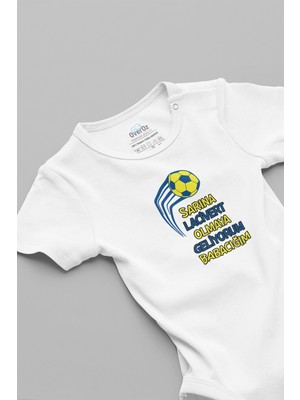 Overoz Taraftar Baskılı Yazılı Beyaz Bebek Body Zıbın 5732