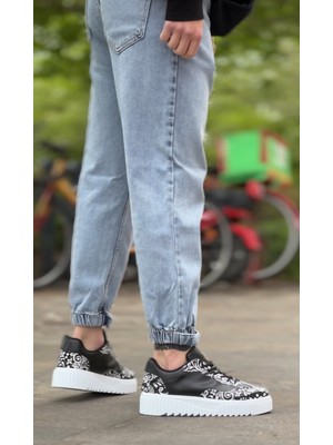 Baybonza BA0802 Boa Gotik Desenli Siyah Beyaz Yüksek Taban Erkek Günlük Ayakkabı