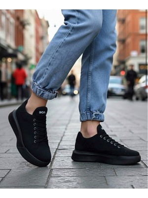 Baybonza BA0161 Bağcıklı Erkek Yüksek Taban Siyah Spor Ayakkabı