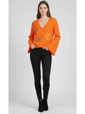 Modelist Kolları Çan Aplıke Nakıslı Kalın Trıko Hirka