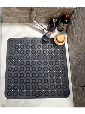 Kare Vantuzlu Banyo Kaydırmaz Paspas- Tırtıklı Ayak Duş Matı Silikon Masaj Pedi