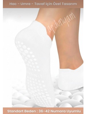 çorapdunyam Hac Umre Tavaf Pilates Yoga Için Kaydırmaz Konforlu Nefes Alan Patik Çorap Standart Beden 36-42