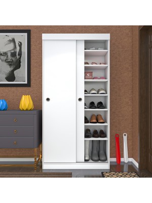 Kenzlife Ayakkabılık Eysadat Mat Beyaz 180*090*40 Suntalam 32 Çift Ayakkabı Kapasitesi