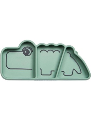 Done By Deer Done by Deer - Croco - Vakumlu Bölmeli Silikon Tabak - Yeşil