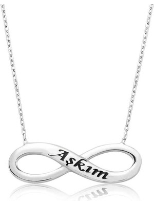 Marsilyan 925 Ayar Gümüş Aşkım Yazılı Sonsuzluk Kadın Gümüş Kolye PT2610277 (72)