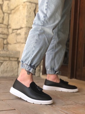 Baybonza BA0005 Bağcıksız Yüksek Taban Beyaz Taban Klasik Aynalı Süet Detaylı Püsküllü Corcik Erkek Ayakkabı