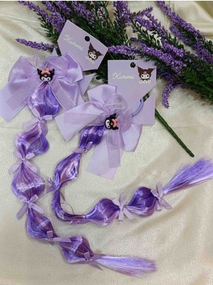 Elas Home Kuromi Saç Mor 2 Adet Fiyonk Desen