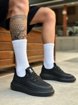 Baybonza BA0375 Özel Örme Triko Tarz Siyah Renk Siyah Taban Spor Ayakkabı