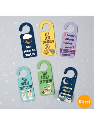 Bak Gel Al Ramazan Kapı Kolu Askısı Seti, Çocuk Sahur Eğlence Seti, 6'lı Beni Sahura Kaldırın