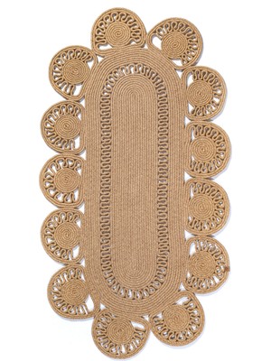 Colore Home Hasır Jüt El Örgüsü Bohem Kilim Oval Jüt Halı Balkon Paspası