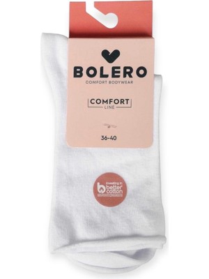 Bolero Kadın Roll Top Lastiksiz Pamuk Çorap Beyaz