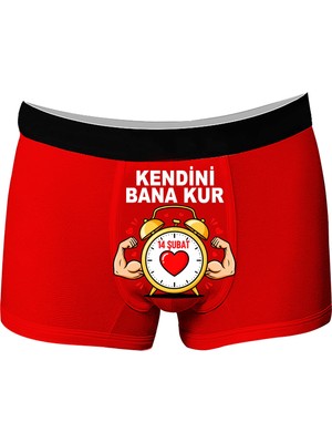 Onudabunuda Baskılı Erkek Boxer Sevgililer Günü Temalı Alarm Desenli Komik Eğlenceli Mizahi Esprili Pamuklu Likralı Rahat Kesim