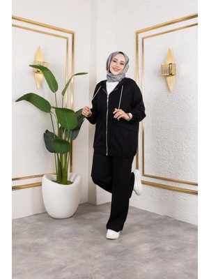 Ebrita Moda Kapşonlu Fermuarlı Cepli Ikili Eşofman Takım