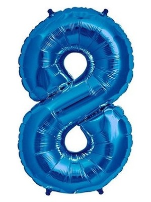 BenimMarifetlerim 8 Rakamı Mavi Folyo Balon 40 Inch 90 cm