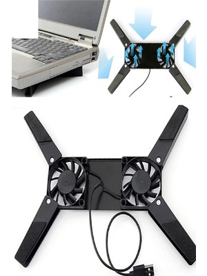 FRY 2 Fanlı Notebook Soğutucu Portatif Katlanabilir Laptop Soğutucu Fan Usbli Stand Bilgisayar Fanı