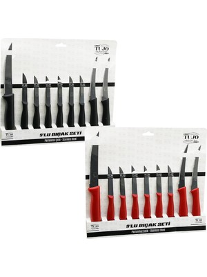 Savarga 9pcs Tırtırlı Bıçak Seti 1AD 24CM Ekmek 2AD 10CM Sebze 6AD 6.5cm Meyve (4801)
