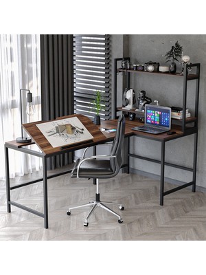 Yasmak 620-C L Masa ,raflı L Şekilli Ofis Masası