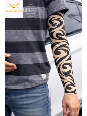 Just Cheap Store Giyilebilir Kol Dövmesi Çorap Dövme 3D Baskılı Kol Bacak Dövme 2 Adet Model 14