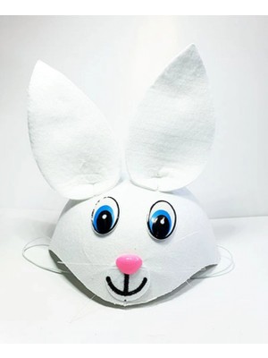 MiraLive Beyaz Renk Kulaklı Tavşan Şapkası Hayvan Şapkası