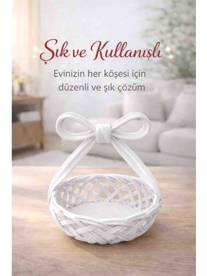 EVORADECO Minimal Tasarımlı Beyaz Dekoratif Sepet