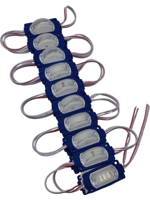 Powerr Led Aydınlatma 20 Adet 12 Volt 1.2 Watt Dar Açılı Tek Lensli Mavi LED Modül IP65