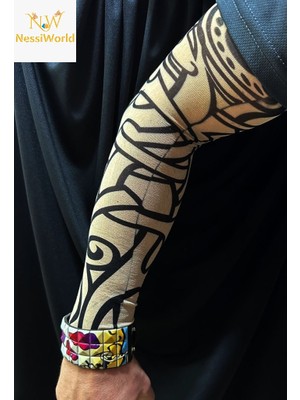 Just Cheap Store Giyilebilir Kol Dövmesi Çorap Dövme 3D Baskılı Kol Bacak Dövme 2 Adet Model 12