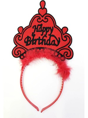 MiraLive Happy Birthday Neon Kırmızı Renk Doğum Günü Tacı 24X15 cm