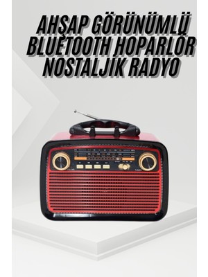 Nostalji Radyo Bluetooth Hoparlör Usb-Sd Kart Giriş LED Fener Işıklı Bataryalı Pilli - Lisinya