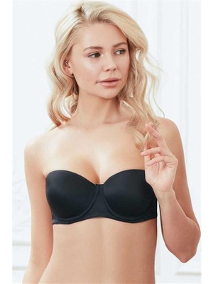 MOTTO10 Butik Balenli Desteksiz Dolgusuz Askısız Straplez Günlük Klasik T-Shirt Sütyeni