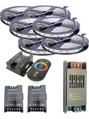 Powerr Led Aydınlatma 30 Metre 12V 60 Ledli Rgb Iç Mekan Şerit LED 30A Slim Trafo 36A Dokunmatik Rf LED Kontrol 2 Ad 36A Rgb Amplifier Üniteli Set