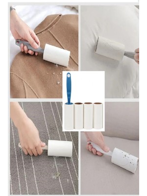 FRY 4 Yedekli Tüy Toplama Rulosu 240 Yaprak Evcil Hayvan Elbise Yatak Tüy Saç Toplayıcı